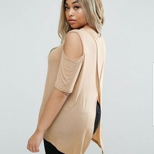 NWT ASOS Curve Top Cold Shoulder Wrap Back Tan 18